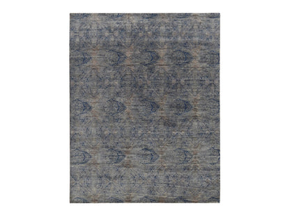 Blue 8'9" x 12'0" Modern and Contemporary Hand knotted Wool/Silk Rug - Sku: O087123