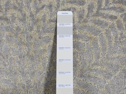 Grey 8'10" x 12'1" Transitional Hand knotted Silk Rug - Sku: O087124