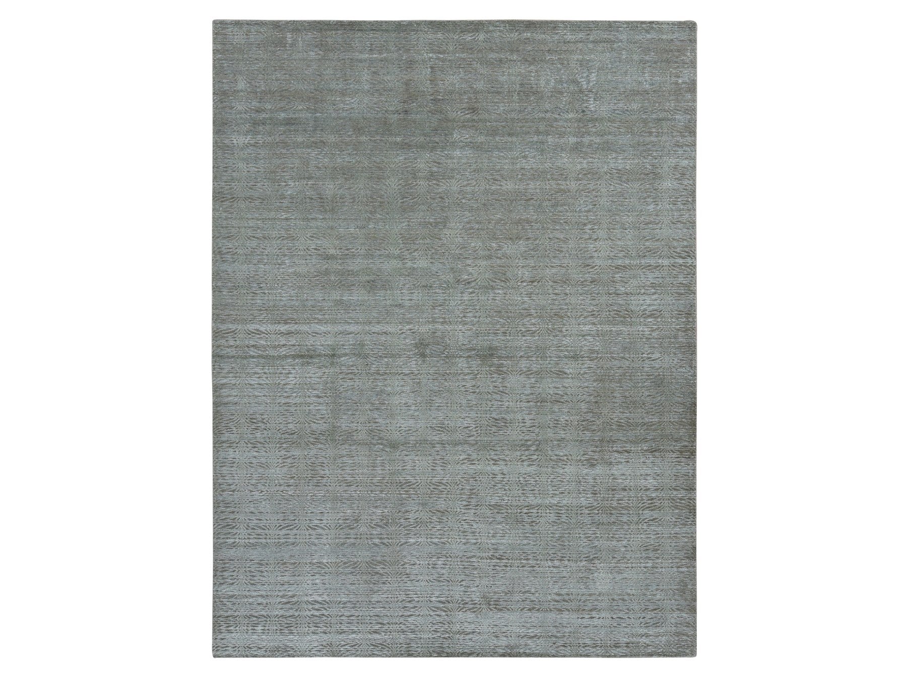 Modern / Contemporary hand-knotted wool/silk rug in Green, 9' x 12' — SKU O087126