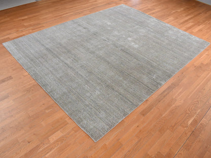 Green 9'0" x 12'0" Modern / Contemporary Hand knotted Wool/Silk Rug - Sku: O087126