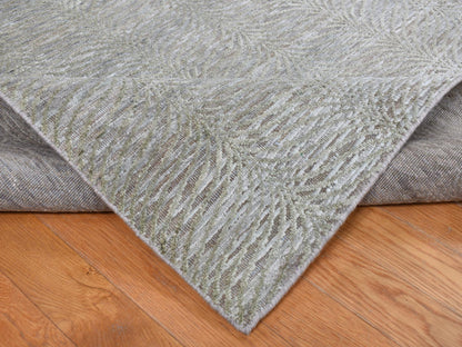 Green 9'0" x 12'0" Modern / Contemporary Hand knotted Wool/Silk Rug - Sku: O087126