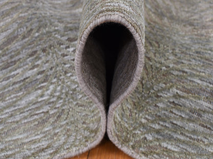 Green 9'0" x 12'0" Modern / Contemporary Hand knotted Wool/Silk Rug - Sku: O087126