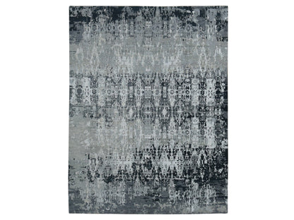 Grey 8'10" x 11'8" Modern / Contemporary Hand knotted Wool/Silk Rug - Sku: O087128