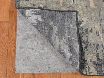 Grey 8'10" x 11'8" Modern / Contemporary Hand knotted Wool/Silk Rug - Sku: O087128
