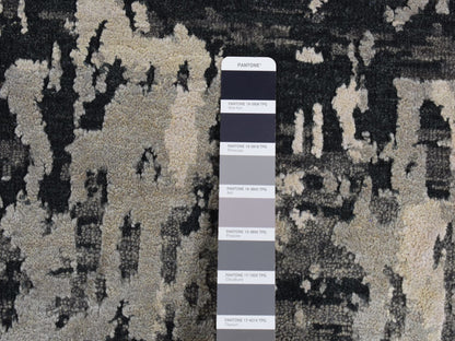 Grey 8'10" x 11'8" Modern / Contemporary Hand knotted Wool/Silk Rug - Sku: O087128