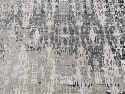Grey 8'10" x 11'8" Modern / Contemporary Hand knotted Wool/Silk Rug - Sku: O087128