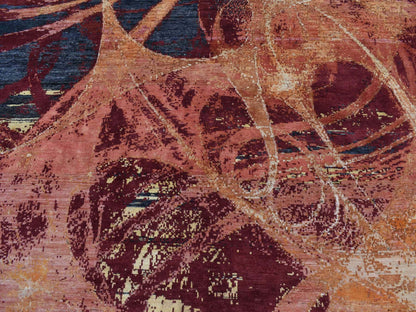 Modern / Contemporary hand-knotted wool/silk rug in Red, 9'2" x 12' — SKU O087129 (view 8)