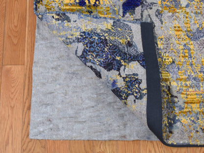 Yellow 8'10" x 12'5" Modern / Contemporary Hand knotted Wool/Silk Rug - Sku: O087130