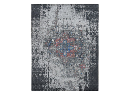 Grey 9'2" x 12'0" Traditional Hand knotted Wool/Silk Rug - Sku: O087131