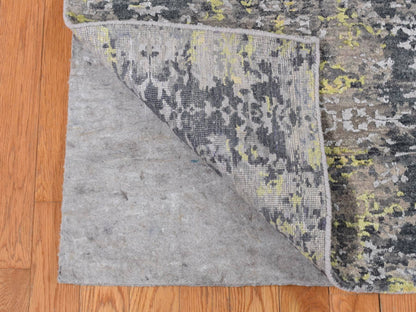 Modern / Contemporary hand-knotted wool/silk rug in Yellow, 8'10" x 11'9" — SKU O087132 (view 4)