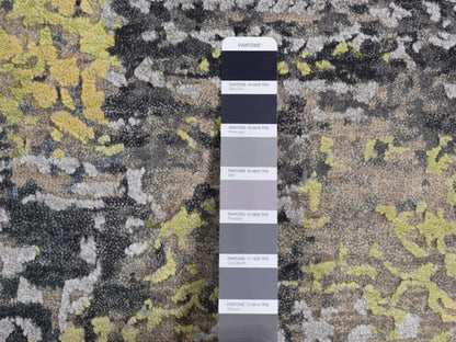 Modern / Contemporary hand-knotted wool/silk rug in Yellow, 8'10" x 11'9" — SKU O087132 (view 7)