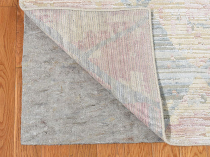 Modern / Contemporary hand-knotted wool/silk rug in Yellow, 9' x 11'10" — SKU O087133 (view 4)