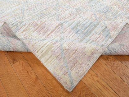 Modern / Contemporary hand-knotted wool/silk rug in Yellow, 9' x 11'10" — SKU O087133 (view 5)