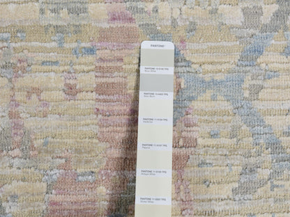 Modern / Contemporary hand-knotted wool/silk rug in Yellow, 9' x 11'10" — SKU O087133 (view 7)