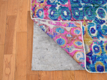 Blue 9'1" x 12'1" Transitional Hand knotted Wool/Silk Rug - Sku: O087138