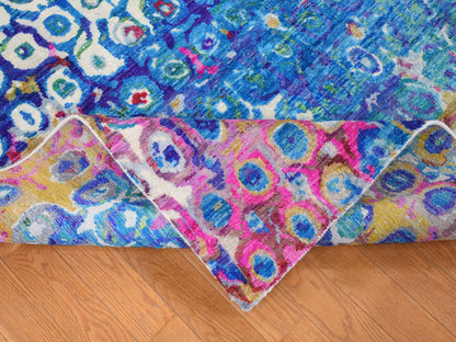 Blue 9'1" x 12'1" Transitional Hand knotted Wool/Silk Rug - Sku: O087138