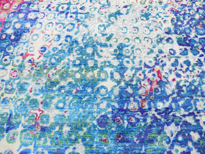 Transitional hand-knotted wool/sari silk rug in Blue, 9'1" x 12'1" — SKU O087138 (view 8)
