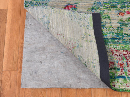 Modern / Contemporary hand-knotted wool/silk rug in Gray, 8'10" x 12'2" — SKU O087140 (view 4)