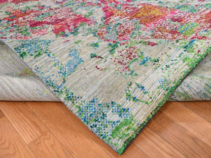 Modern / Contemporary hand-knotted wool/silk rug in Gray, 8'10" x 12'2" — SKU O087140 (view 5)