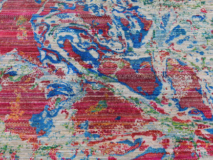 Modern / Contemporary hand-knotted wool/silk rug in Gray, 8'10" x 12'2" — SKU O087140 (view 8)