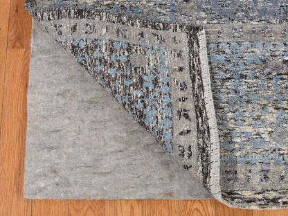 Blue 8'8" x 11'10" Mamluk Hand knotted Wool/Silk Rug - Sku: O087143
