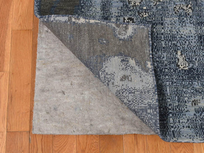 Blue 9'0" x 12'1" Modern and Contemporary Hand knotted Wool/Silk Rug - Sku: O087146