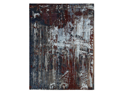 Modern / Contemporary hand-knotted wool/silk rug in Red, 9' x 12'2" — SKU O087149