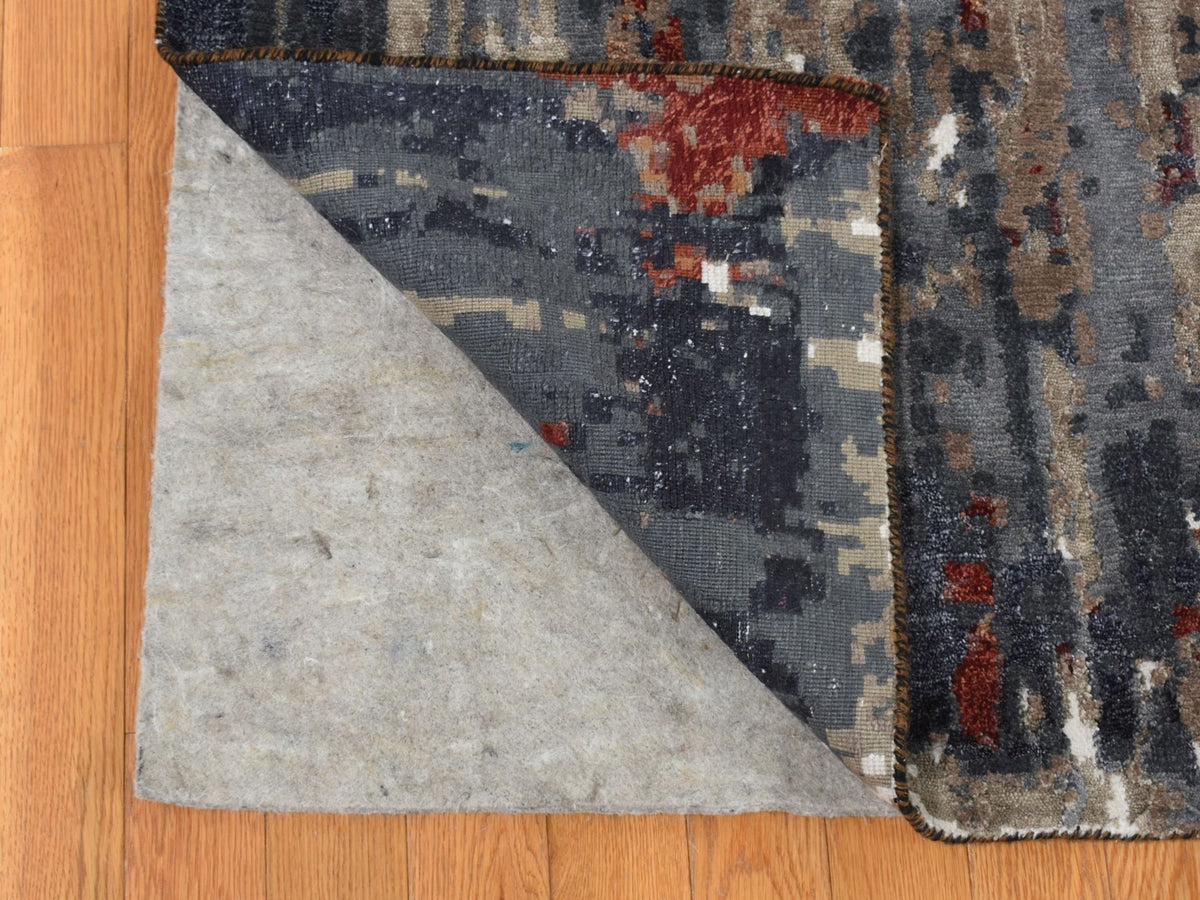 Modern / Contemporary hand-knotted wool/silk rug in Red, 9' x 12'2" — SKU O087149 (view 4)