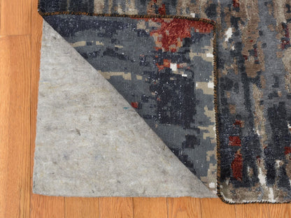 Modern / Contemporary hand-knotted wool/silk rug in Red, 9' x 12'2" — SKU O087149 (view 4)