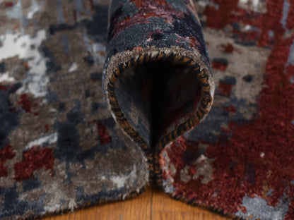 Modern / Contemporary hand-knotted wool/silk rug in Red, 9' x 12'2" — SKU O087149 (view 6)