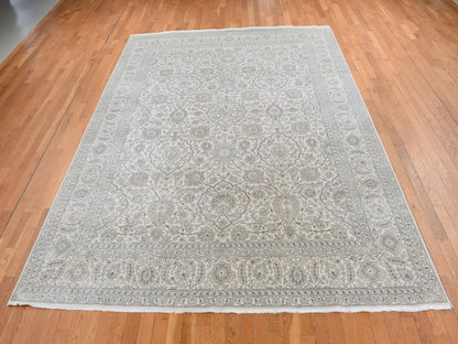 Silk hand-knotted silk rug in Ivory, 8'10" x 12' — SKU O087155 (view 2)