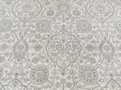 Ivory 8'10" x 12'0" Silk Hand knotted Silk Rug - Sku: O087155