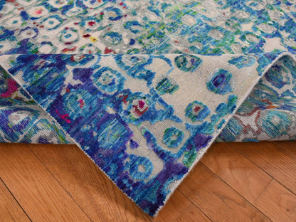Blue 5'1" x 7'0" Modern and Contemporary Hand knotted Wool/Silk Rug - Sku: O087169