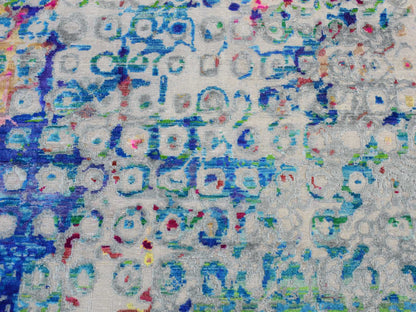 Blue 5'1" x 7'0" Modern and Contemporary Hand knotted Wool/Silk Rug - Sku: O087169