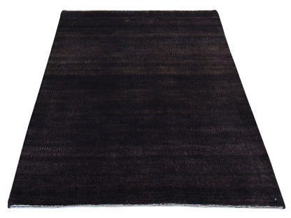 Brown 4'0" x 5'8" Modern / Contemporary Hand knotted Wool/Silk Rug - Sku: O087183