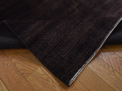 Brown 4'0" x 5'8" Modern / Contemporary Hand knotted Wool/Silk Rug - Sku: O087183