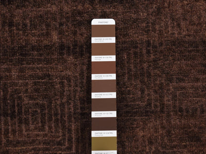 Brown 4'0" x 5'8" Modern / Contemporary Hand knotted Wool/Silk Rug - Sku: O087183