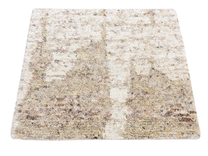 Brown 3'0" x 3'0" Modern / Contemporary Hand knotted Wool Rug - Sku: O087190
