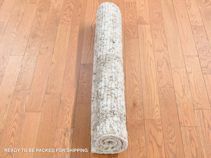 Brown 3'0" x 3'0" Modern / Contemporary Hand knotted Wool Rug - Sku: O087190