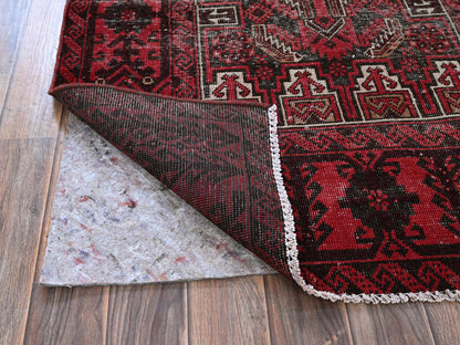 Baluch Vintage hand-knotted wool runner in Red, 3'3" x 6'8" — SKU O0871 (view 3)