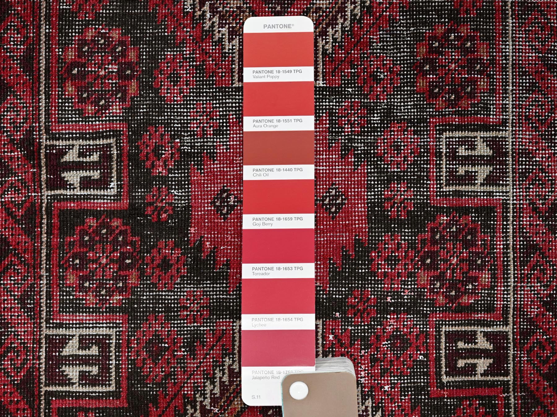 Baluch Vintage hand-knotted wool runner in Red, 3'3" x 6'8" — SKU O0871 (view 4)
