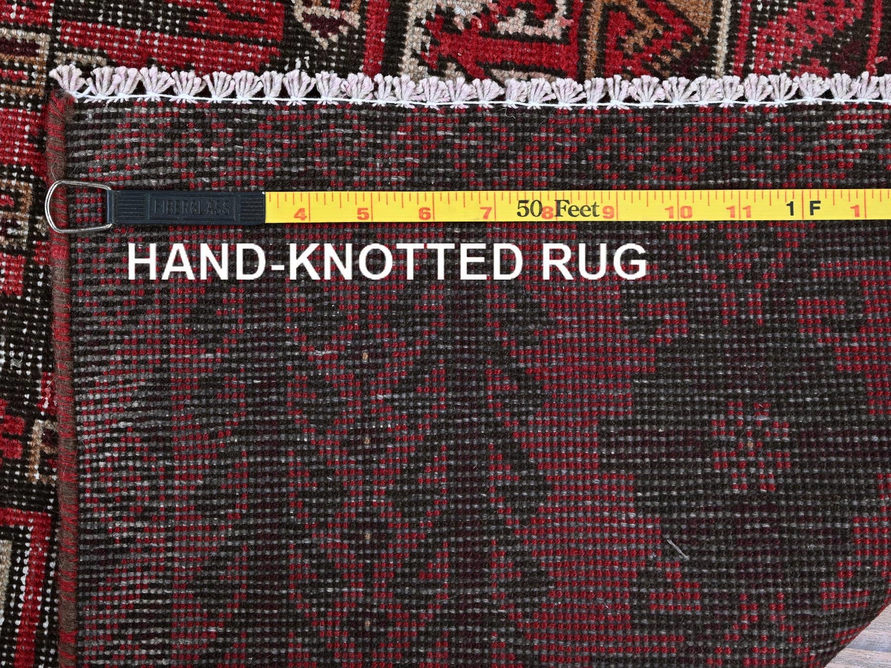 Baluch Vintage hand-knotted wool runner in Red, 3'3" x 6'8" — SKU O0871 (view 7)