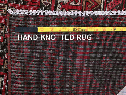 Baluch Vintage hand-knotted wool runner in Red, 3'3" x 6'8" — SKU O0871 (view 7)