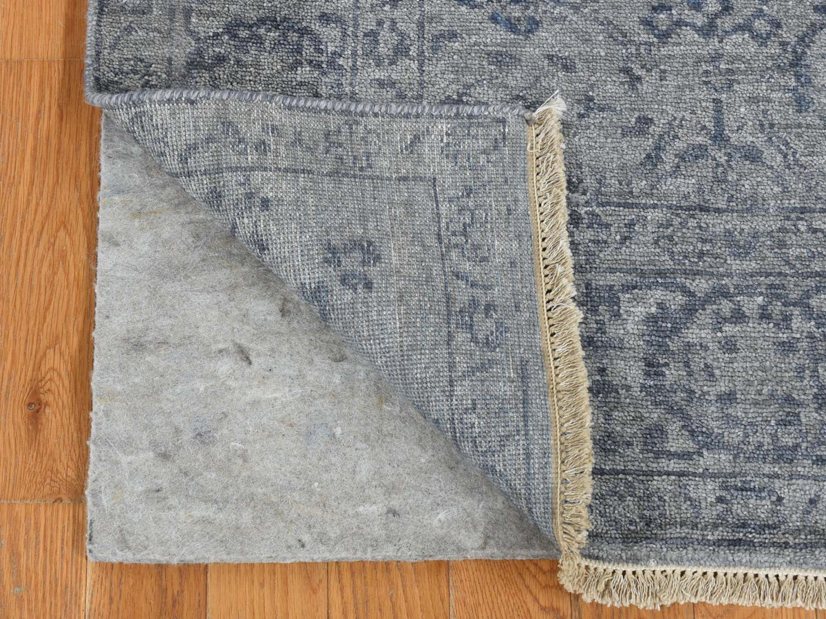 Tabriz Transitional hand-knotted wool/silk runner in Gray, 3'1" x 8'3" — SKU O087201 (view 2)