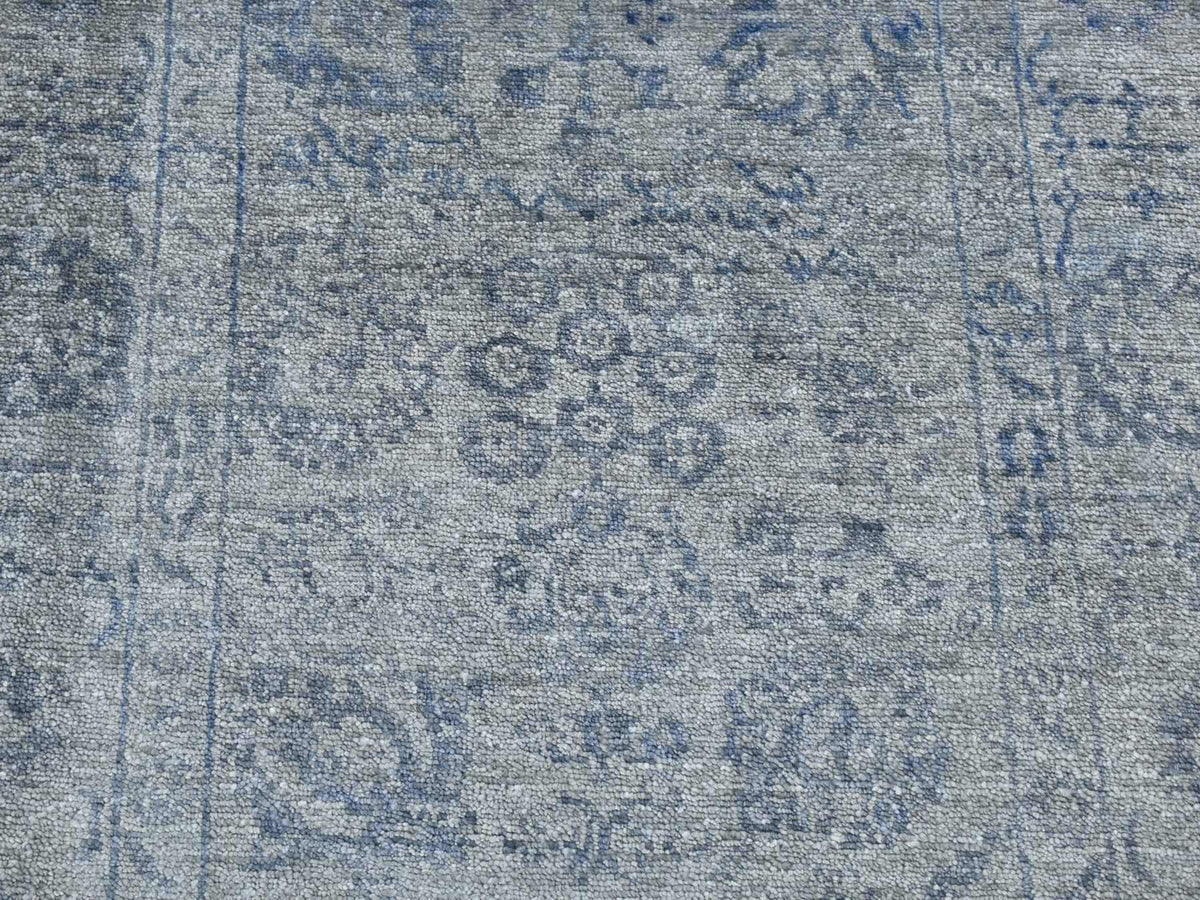 Tabriz Transitional hand-knotted wool/silk runner in Gray, 3'1" x 8'3" — SKU O087201 (view 3)