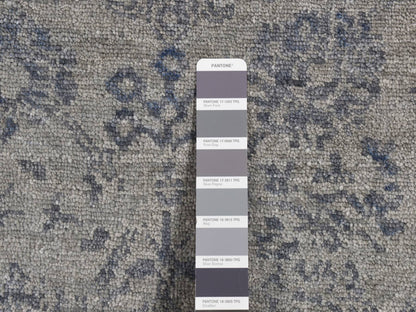 Grey 3'1" x 8'3" Transitional Hand knotted Wool/Silk Rug - Sku: O087201