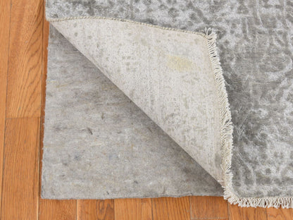 Transitional hand-knotted wool/silk runner in Gray, 2'7" x 8' — SKU O087203 (view 2)