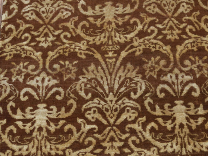 Brown 2'6" x 7'9" Transitional Hand knotted Wool/Silk Rug - Sku: O087210
