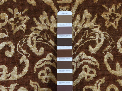 Brown 2'6" x 7'9" Transitional Hand knotted Wool/Silk Rug - Sku: O087210