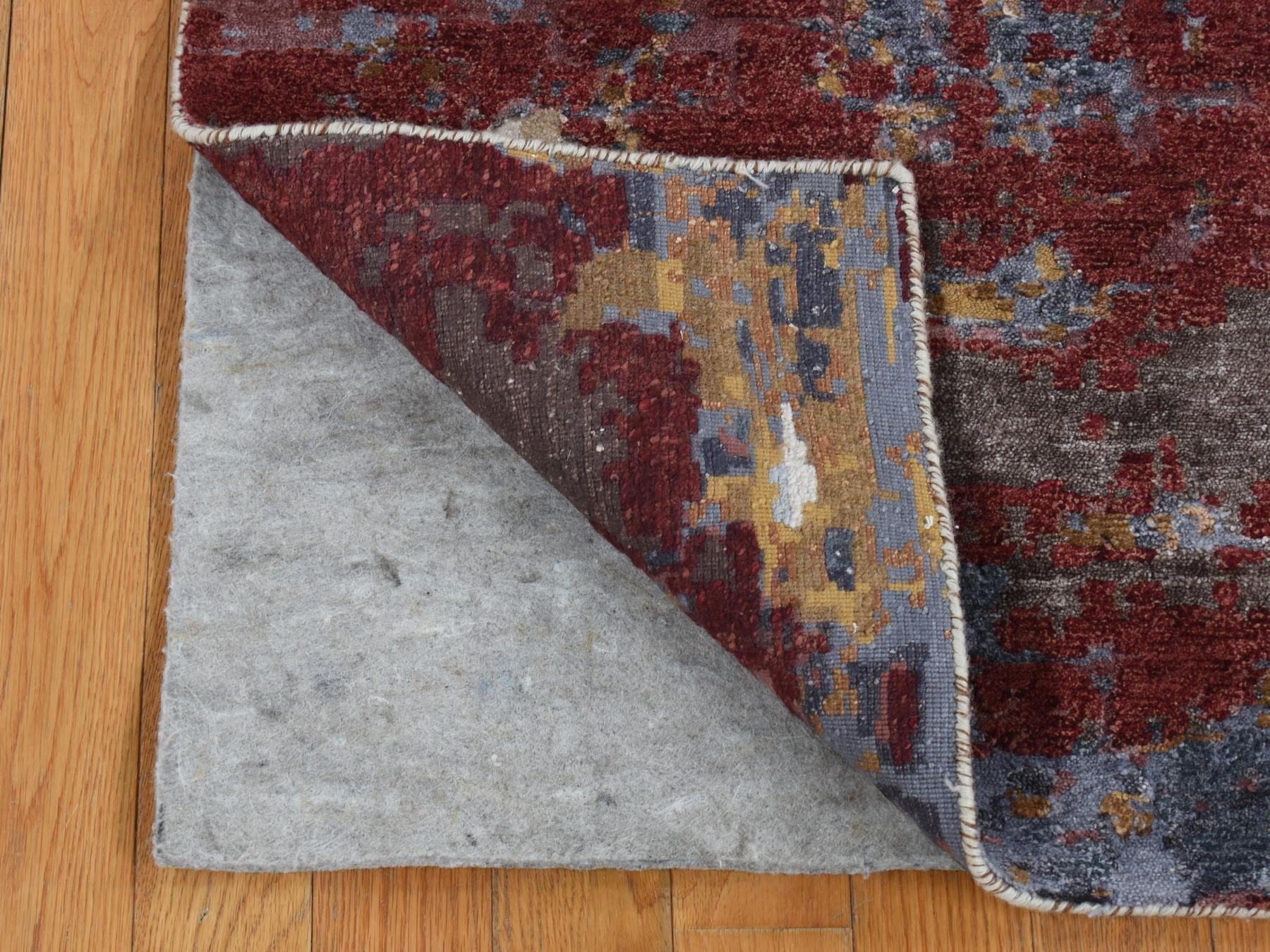 Wool / Silk hand-knotted wool/silk runner in Red, 2'7" x 8'1" — SKU O087211 (view 2)